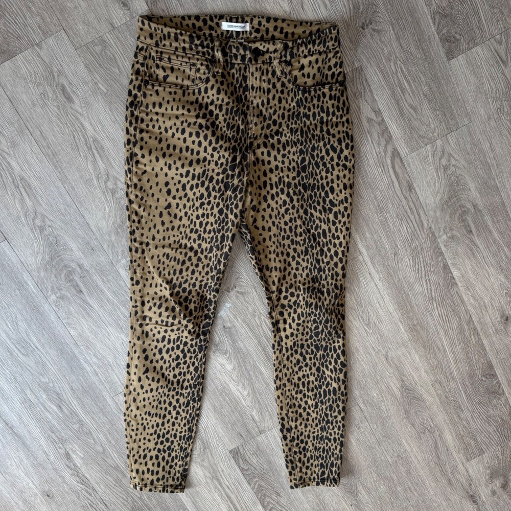 Good American Good Waist Leopard Print Skinny Jeans Size 8/29